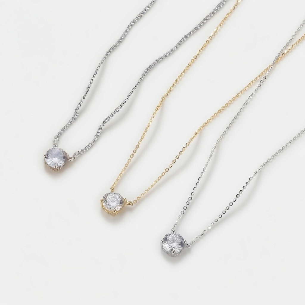 Damen Halskette aus 925 Sterling Silber – Solitär Anhänger, vergoldet oder platinbeschichtet