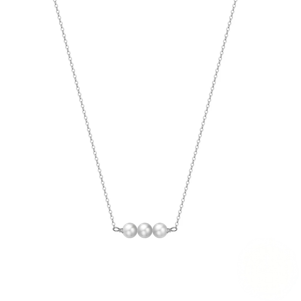 Elegante Damen Perlenkette – 925 Sterling Silber mit Naturperlen, vergoldet oder platinbeschichtet