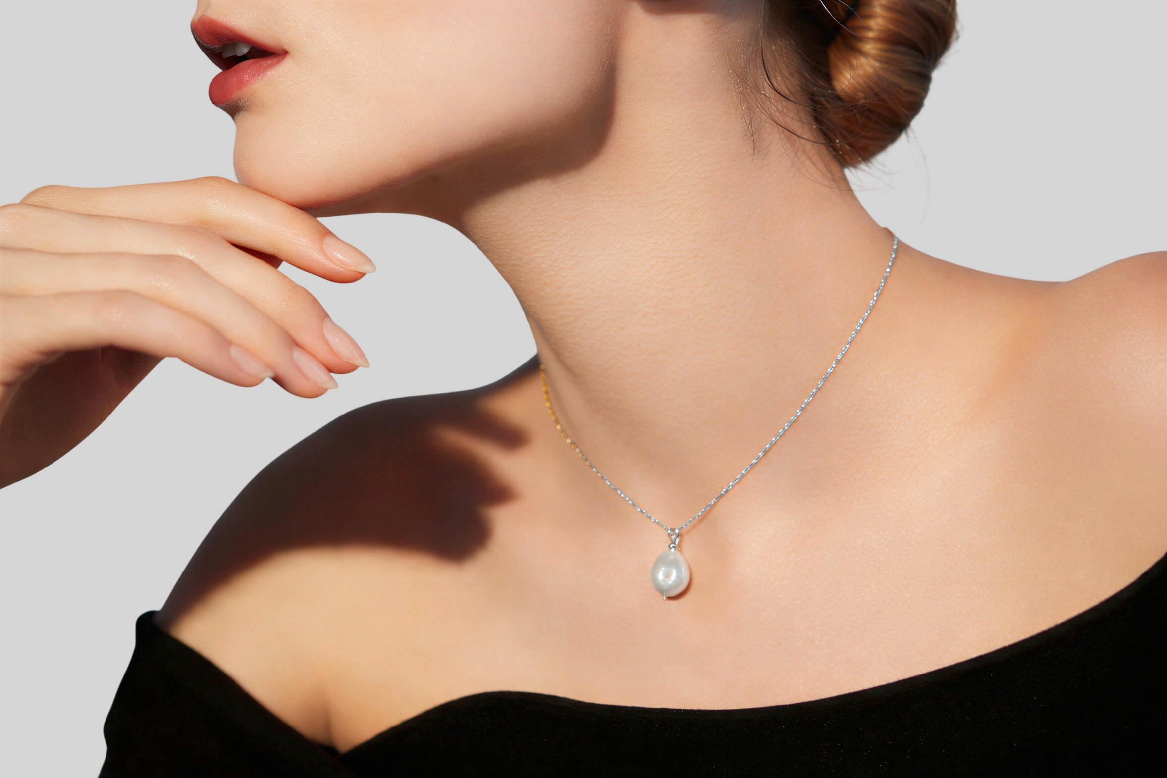 Elegante Damen Perlenkette – 925 Sterling Silber mit Naturperlen, vergoldet oder platinbeschichtet
