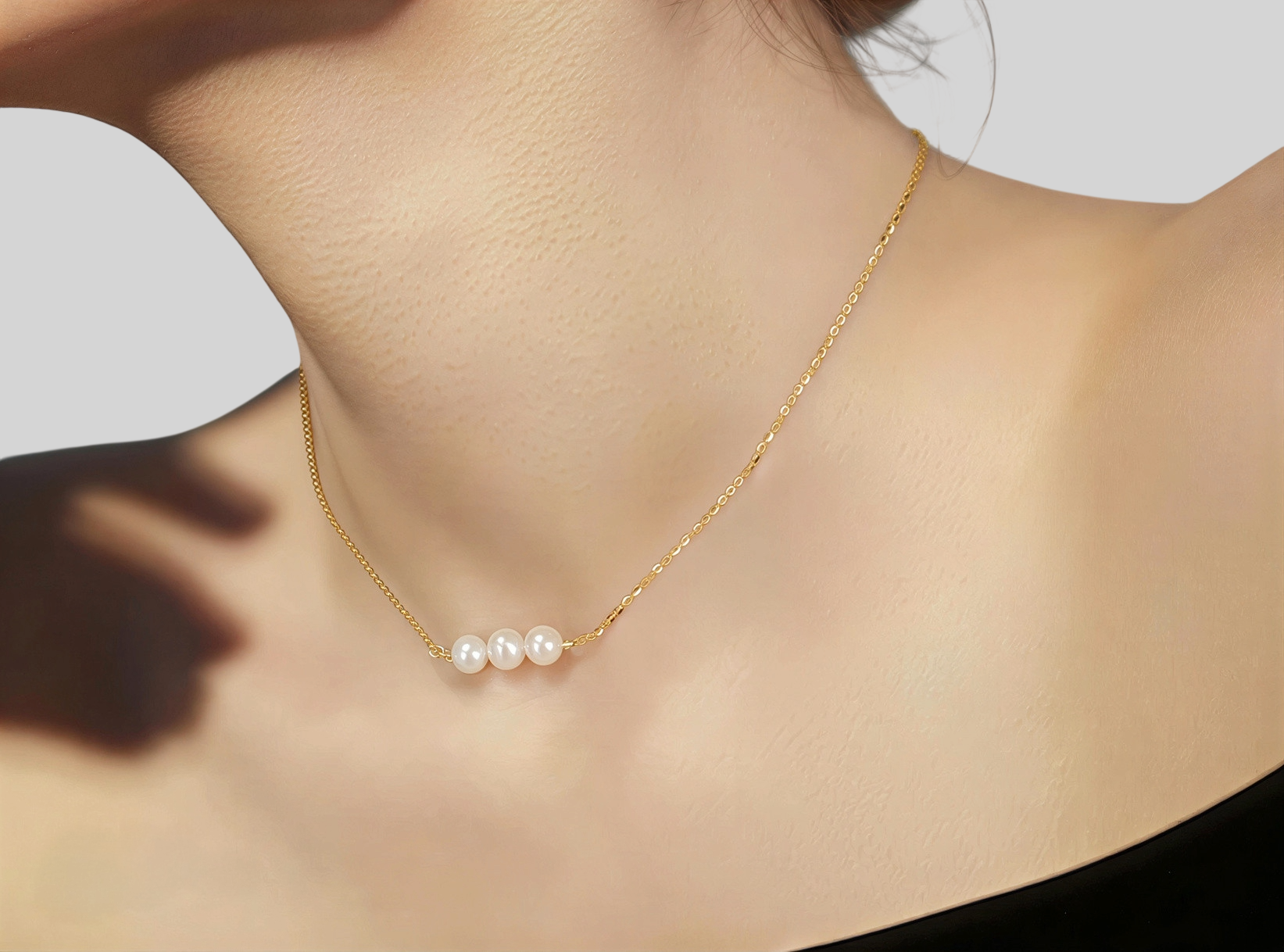 Elegante Damen Perlenkette – 925 Sterling Silber mit Naturperlen, vergoldet oder platinbeschichtet