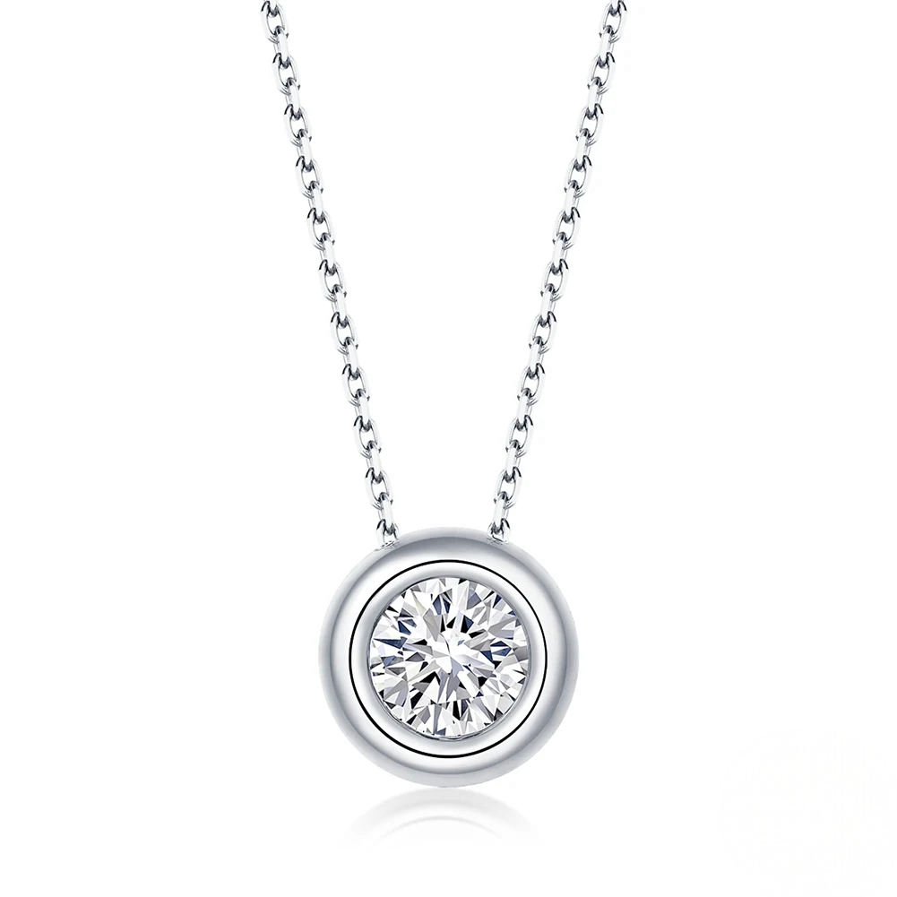 Damen 925 Sterling Silber Halskette – Funkelnder Zirkonia Solitär Anhänger, vergoldet oder platinbeschichtet
