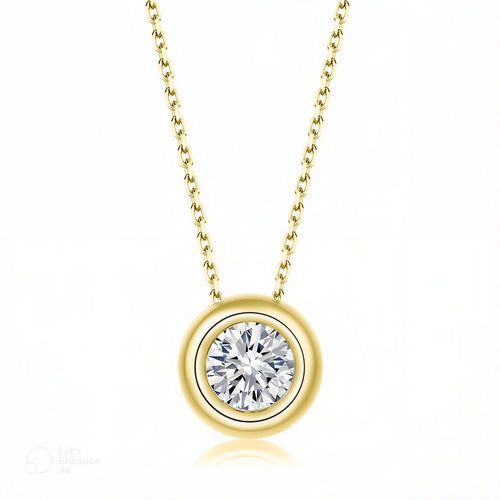 Damen 925 Sterling Silber Halskette – Funkelnder Zirkonia Solitär Anhänger, vergoldet oder platinbeschichtet