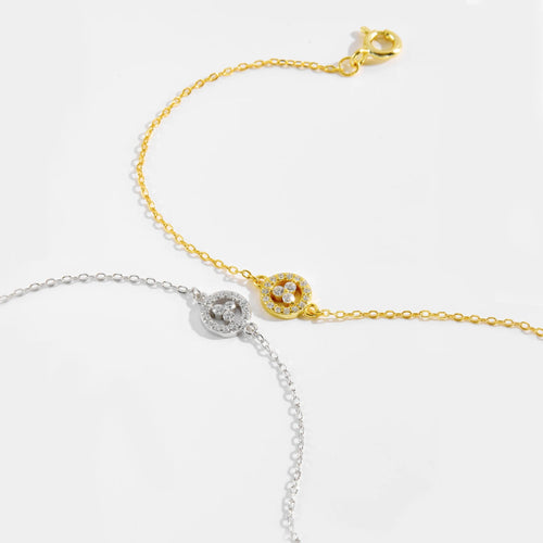 925 Sterling Silber Armband, Vergoldet oder Platinbeschichtet, mit Blauem Zirkonia Kreis Anhänger – Zeitlos & Feminin