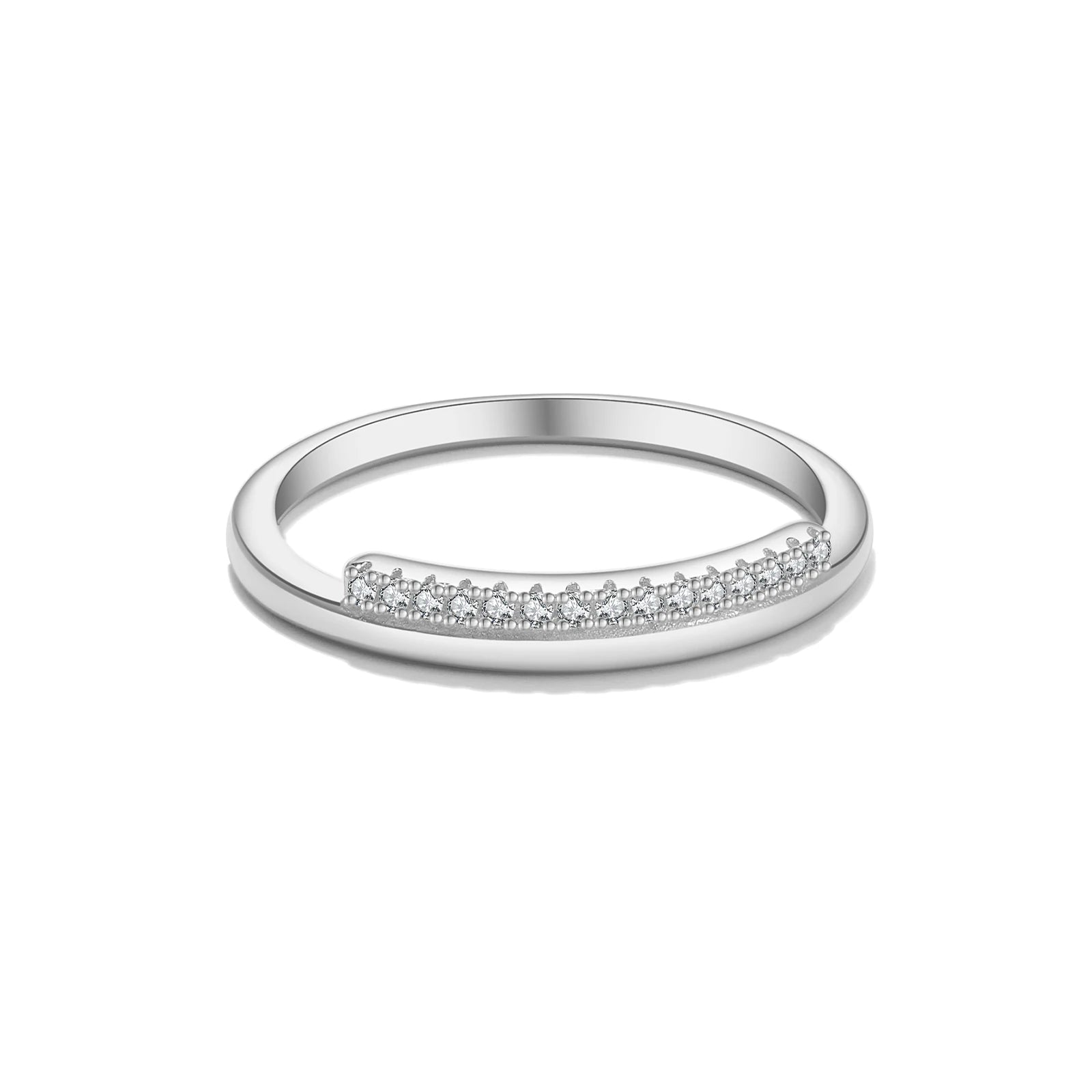 Asymmetrischer Damenring aus 925 Sterling Silber, vergoldet oder platinbeschichtet, mit Zirkonia – elegant und stilvoll.