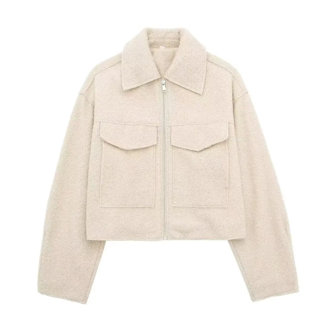 Kurze Damenjacke aus Tweed – Cropped-Jacke mit Reißverschluss