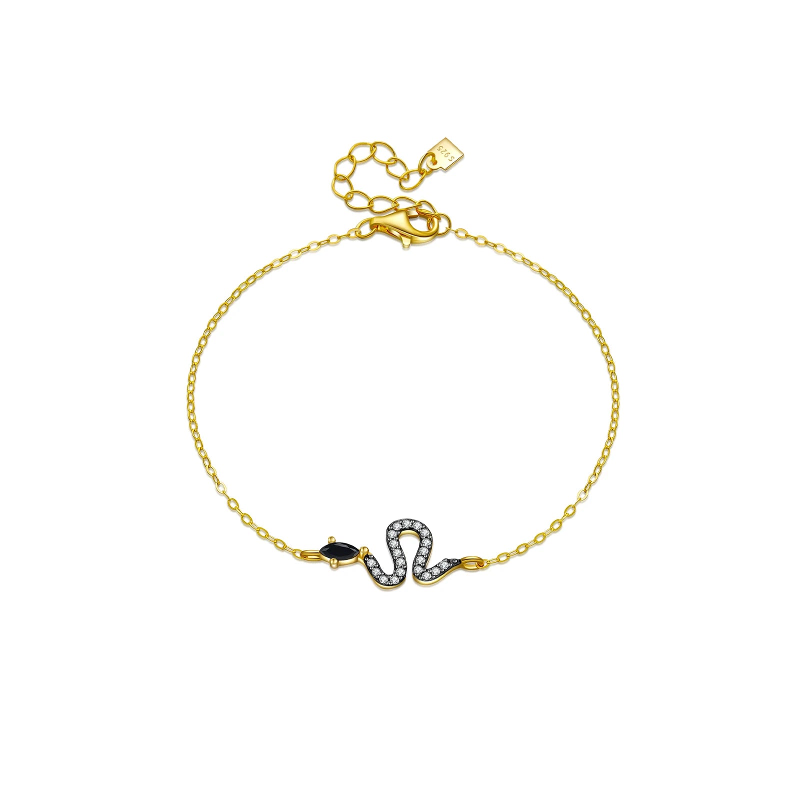 Elegantes Damen Armband aus 925 Sterling Silber – Schlangenkette vergoldet oder platinbeschichtet mit Zirkonia, luxuriöser Schmuck