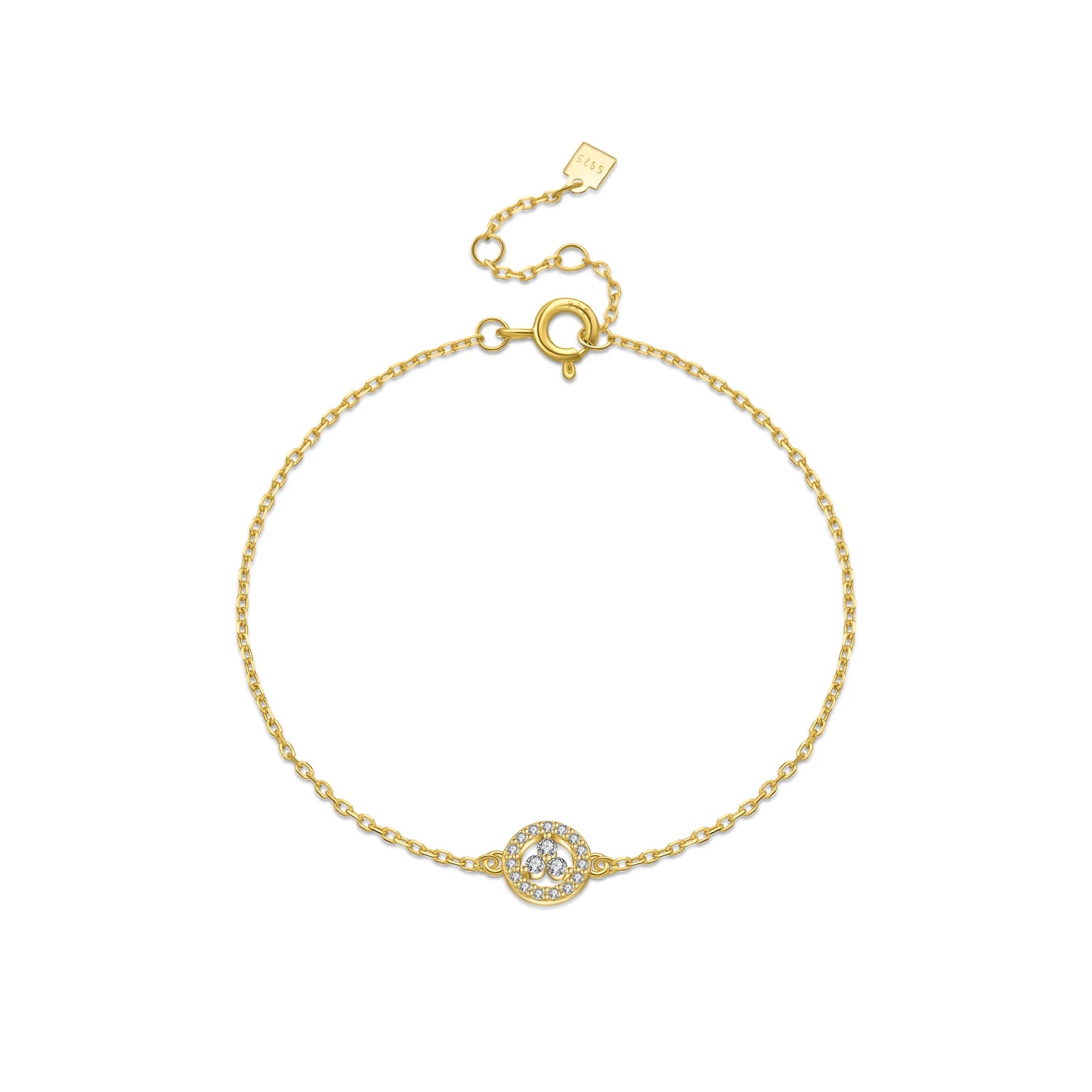 925 Sterling Silber Armband, Vergoldet oder Platinbeschichtet, mit Blauem Zirkonia Kreis Anhänger – Zeitlos & Feminin