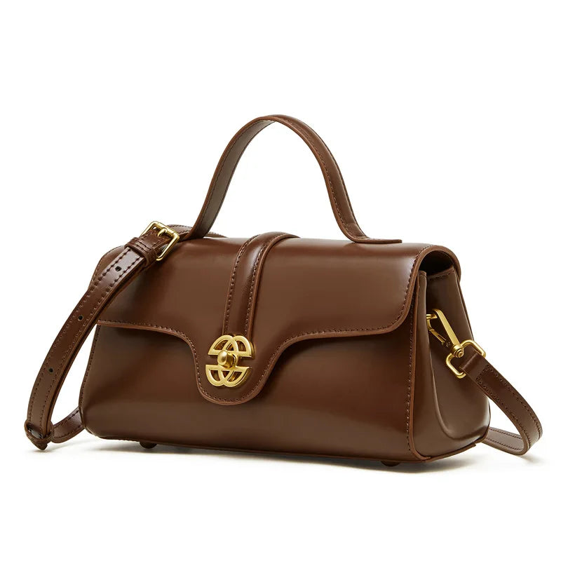 Damen Handtasche aus Echtleder mit Verschluss – Elegante Schultertasche, Premium & Modern