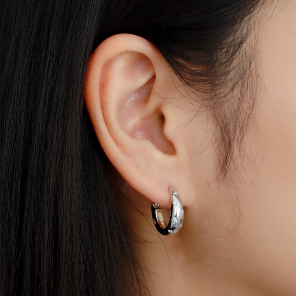925 Sterling Silber Stern Creolen 10mm – Schlicht & Modern – Vergoldet oder Platinbeschichtet