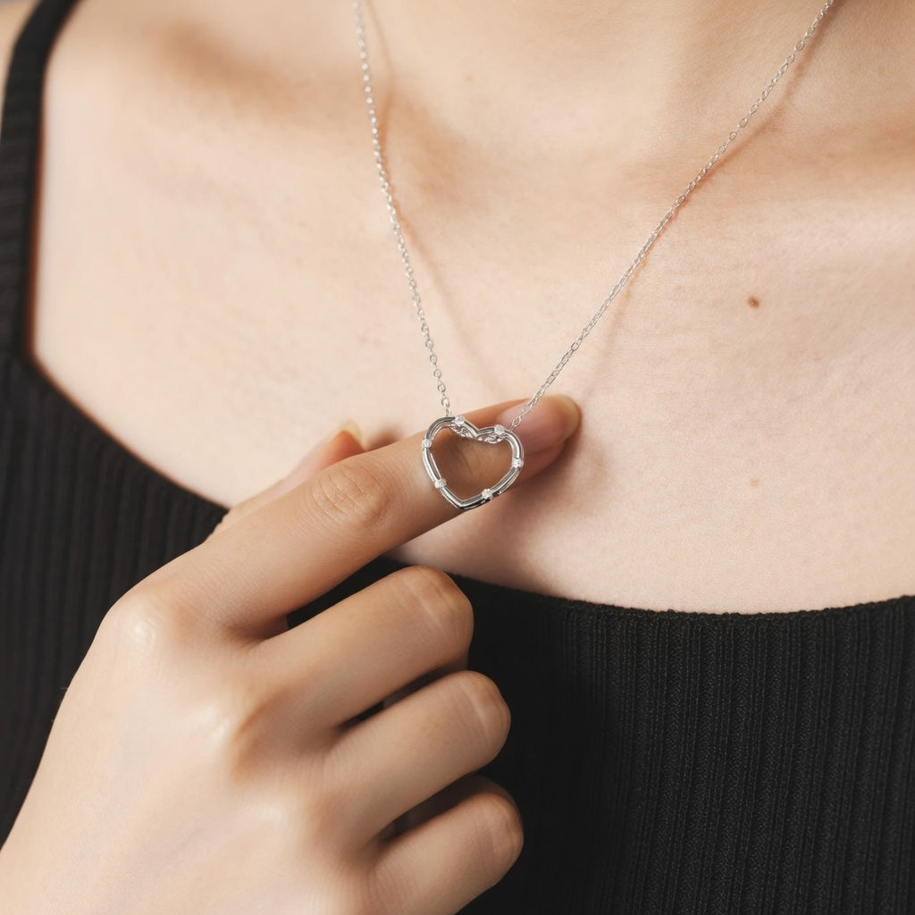 925 Sterling Silber Halskette mit Herz Anhänger – Vergoldet oder platinbeschichtet, eleganter Damen Schmuck mit Zirkonia