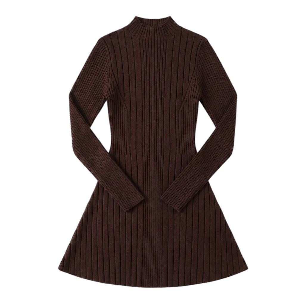 Elegantes Strickkleid mit Stehkragen und A-Linie – Zeitlose Eleganz