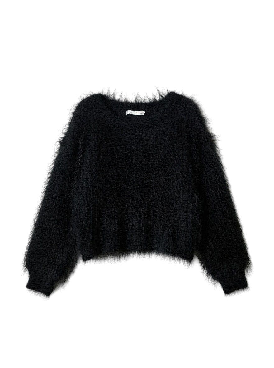 Eleganter Damen Pullover in weicher Plüschoptik