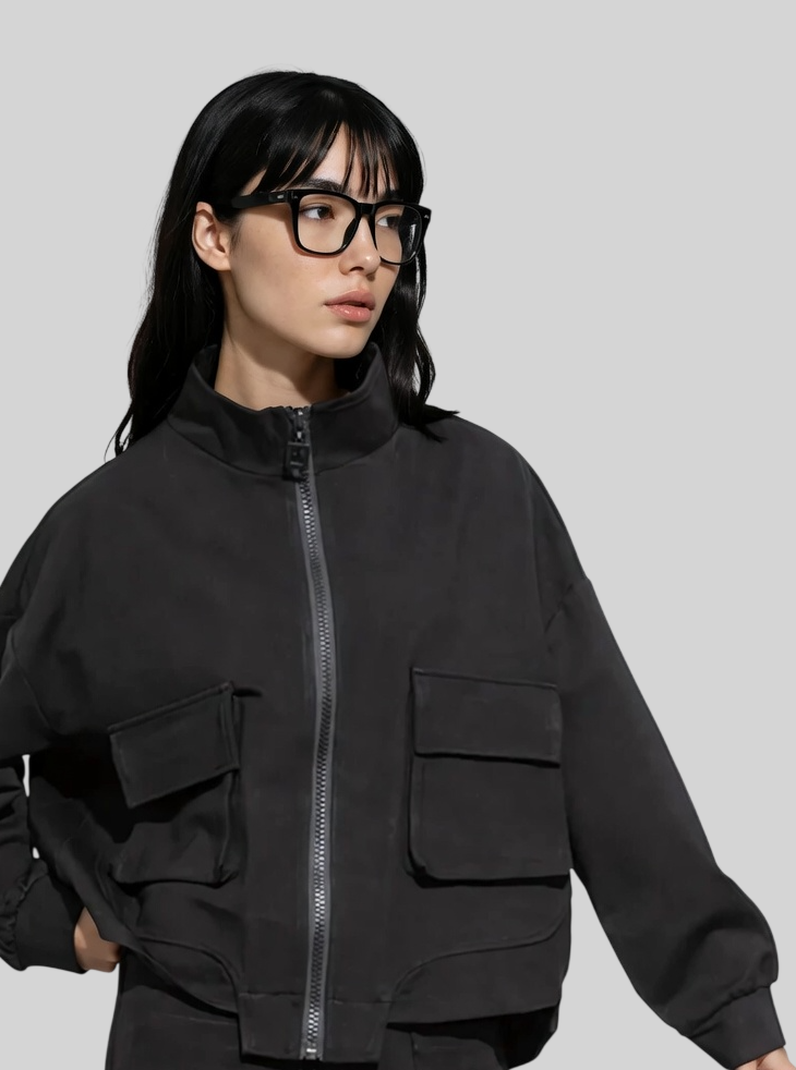 Elegante Damen Stehkragen Jacke – Lässige Übergangsjacke