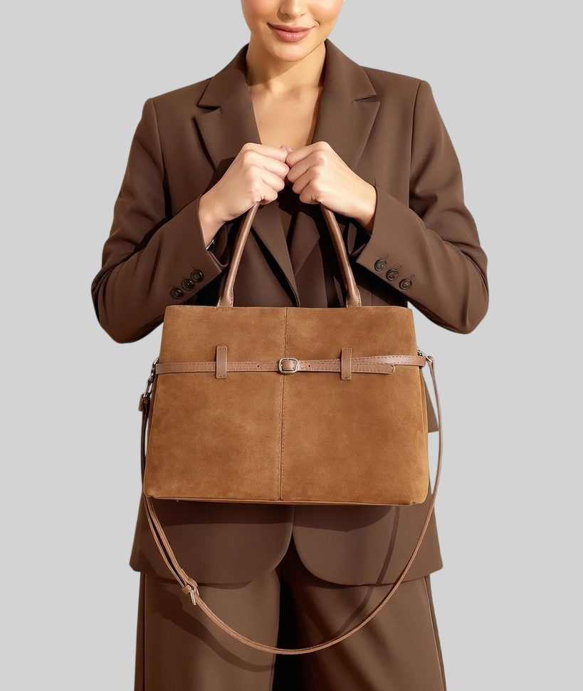 Damen Handtasche aus Wildleder und Echtleder – Geräumig & Elegant – Premium Schultertasche