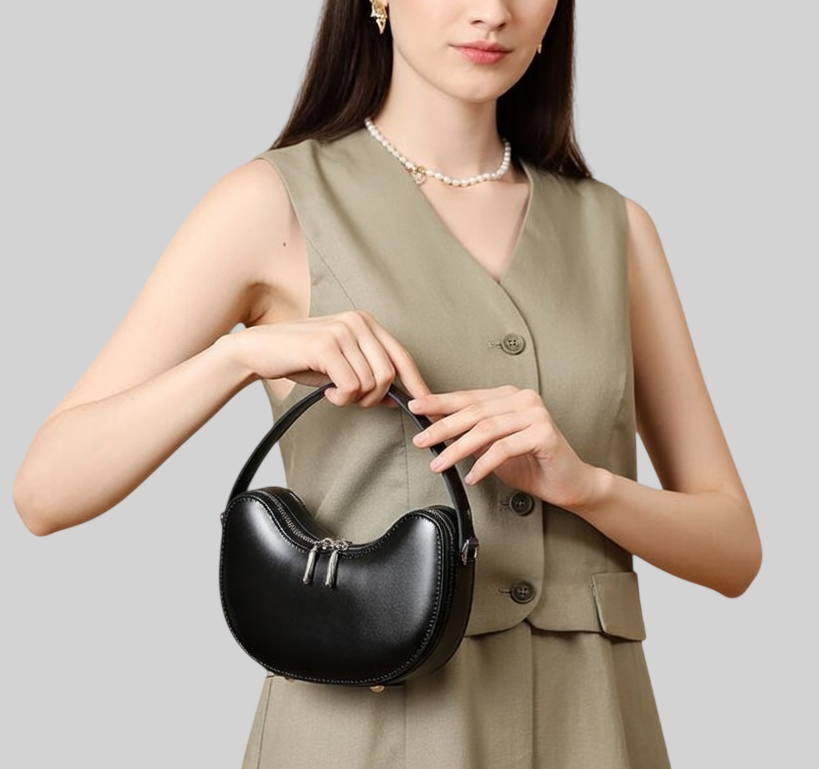 Damen Mini Handtasche aus Echtleder – Dumpling Design, Elegant & Modern – Schultertasche