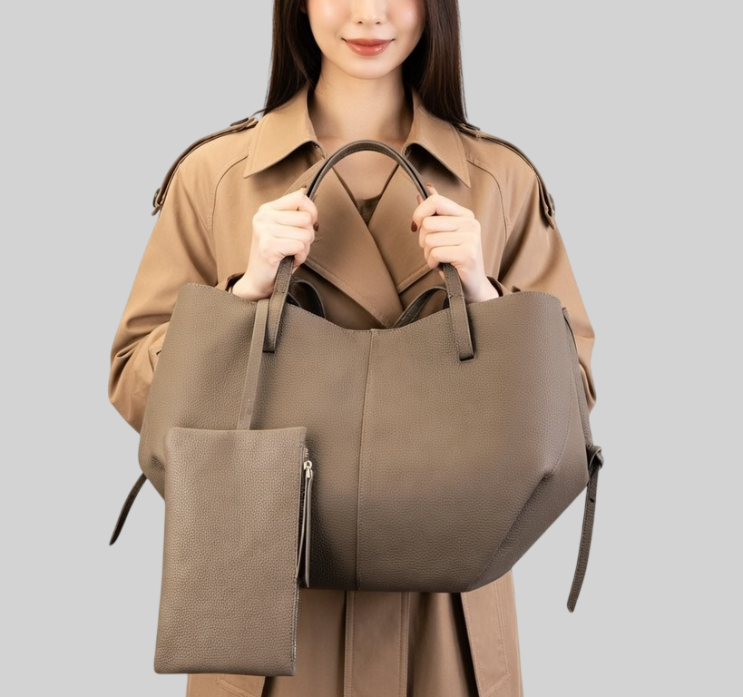 [15 % RABATT]  Damen Tote Tasche aus Echtleder – Groß, Minimalistisch & Vielseitig – Elegante Schultertasche für den Alltag