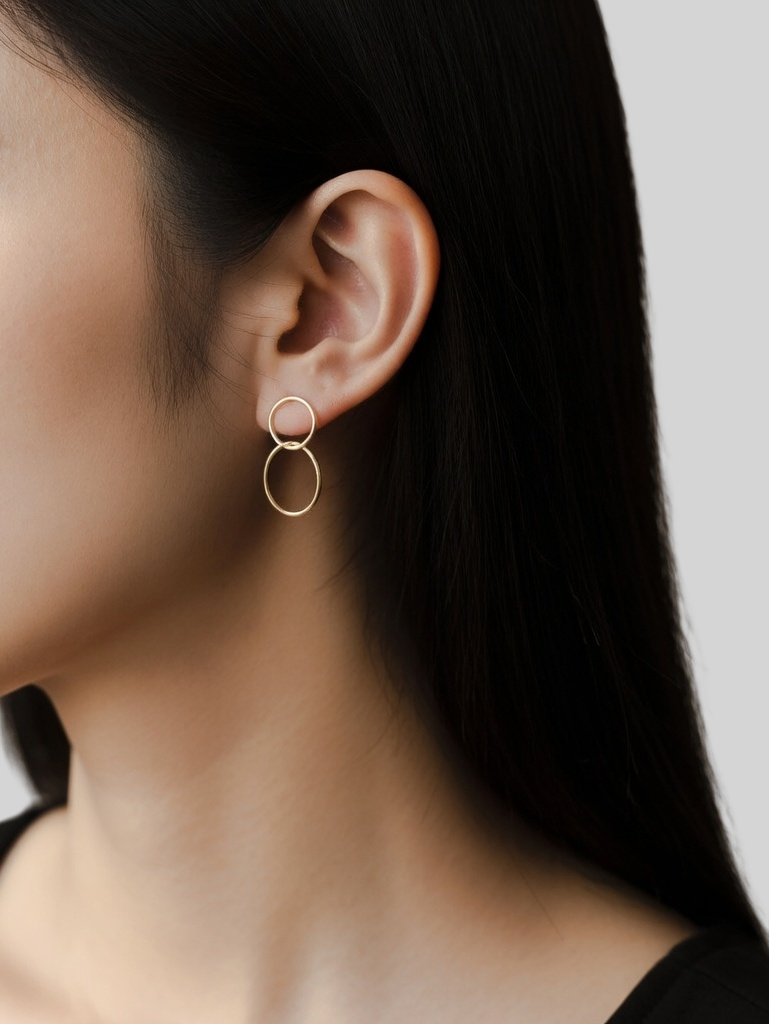 925 Sterling Silber Ohrhänger mit Doppel Kreis – 10mm & 15mm, Minimalistisch & Elegant – Vergoldet oder Platinbeschichtet