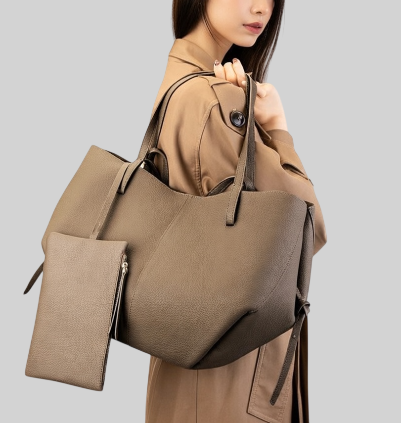 [15 % RABATT]  Damen Tote Tasche aus Echtleder – Groß, Minimalistisch & Vielseitig – Elegante Schultertasche für den Alltag