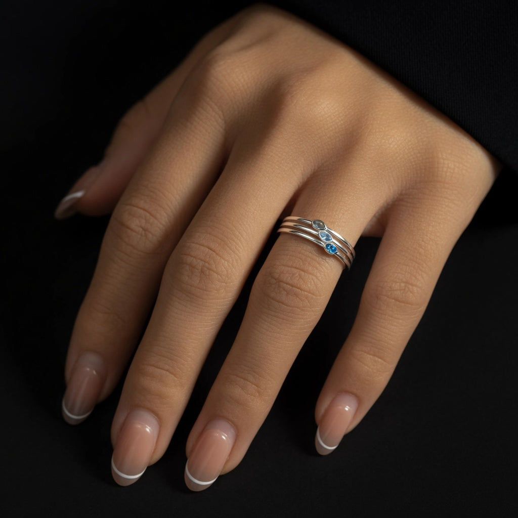 Damenring aus 925 Silber mit Blauen Ovalen Zirkonia – Vergoldet oder Platinbeschichtet | Luxuriös & Stilvoll