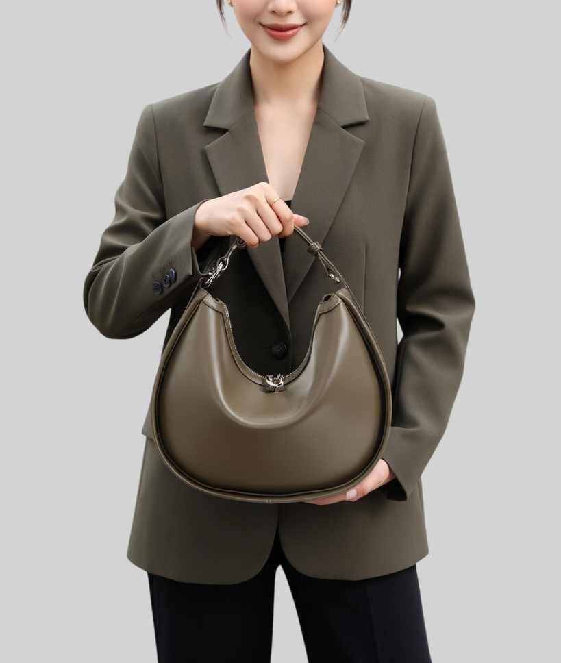 Damen Schultertasche aus Echtleder – Weich, Minimalistisch & Elegant – Moderne Handtasche
