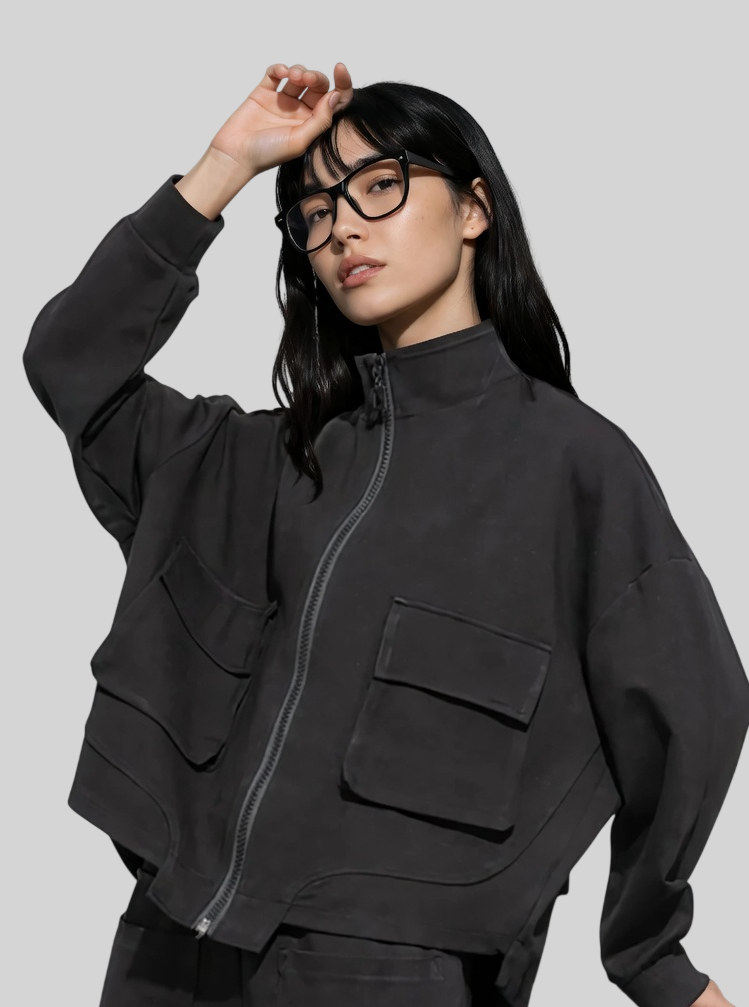 Elegante Damen Stehkragen Jacke – Lässige Übergangsjacke