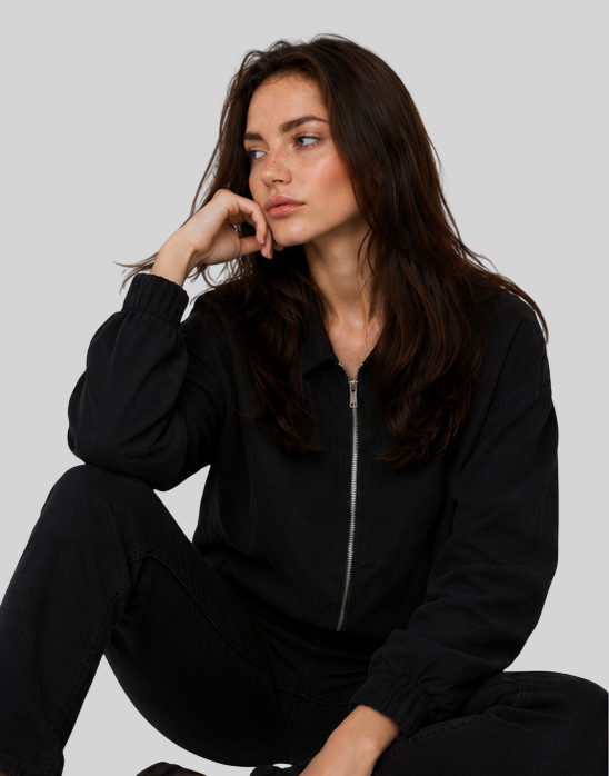 Stylische Damen Cropped Bomberjacke – Leichte College Jacke