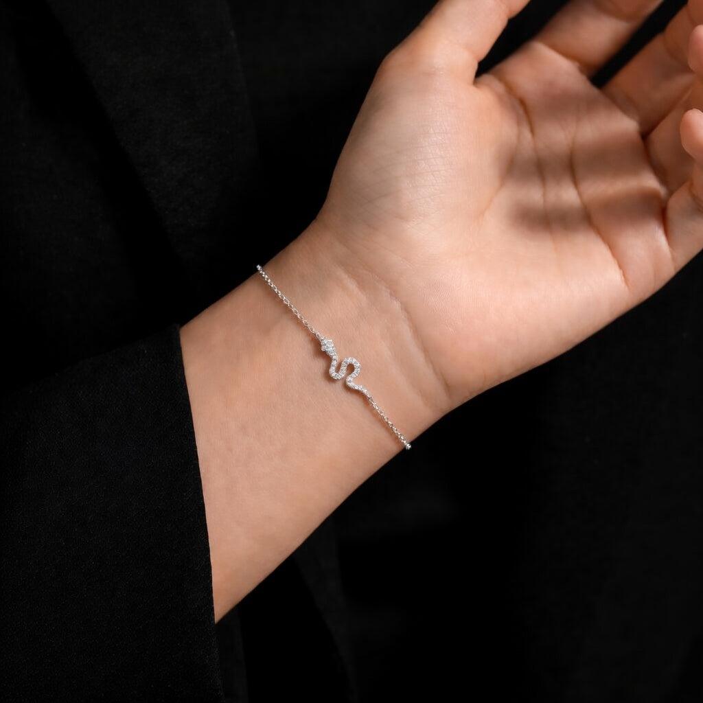 Elegantes Damen Armband aus 925 Sterling Silber – Schlangenkette vergoldet oder platinbeschichtet mit Zirkonia, luxuriöser Schmuck
