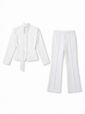 Elegantes Damen 2-teiliges Set – Slim Blazer mit Knöpfen & Lange Hose, Einfarbig