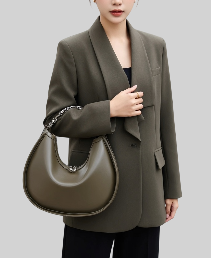 Damen Schultertasche aus Echtleder – Weich, Minimalistisch & Elegant – Moderne Handtasche