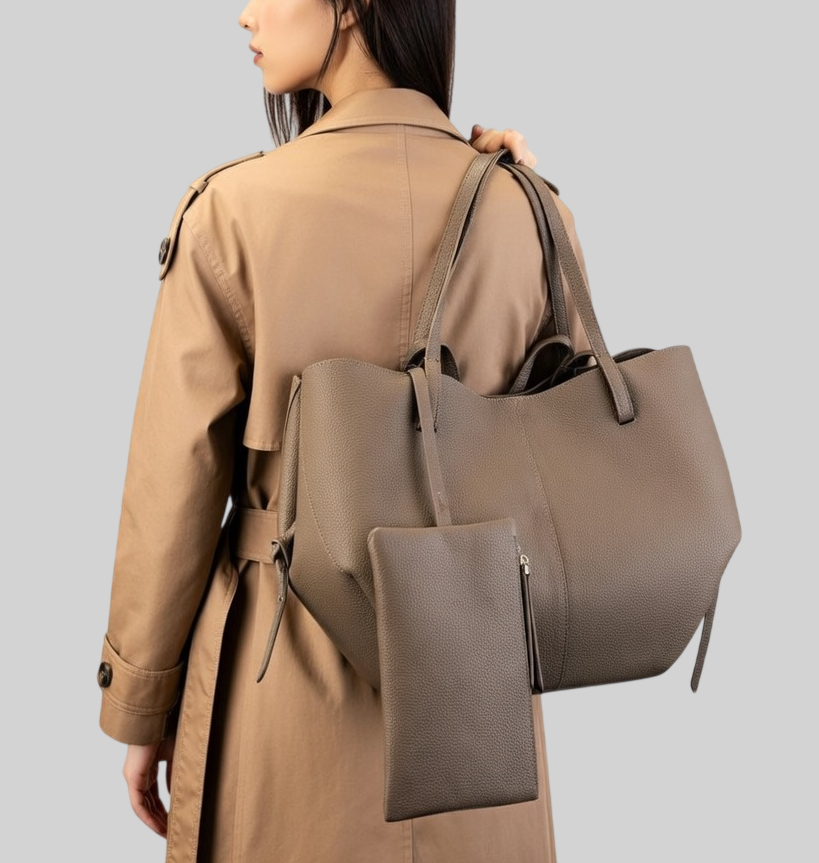 [15 % RABATT]  Damen Tote Tasche aus Echtleder – Groß, Minimalistisch & Vielseitig – Elegante Schultertasche für den Alltag